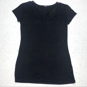 Plain black shirt with simple neck details